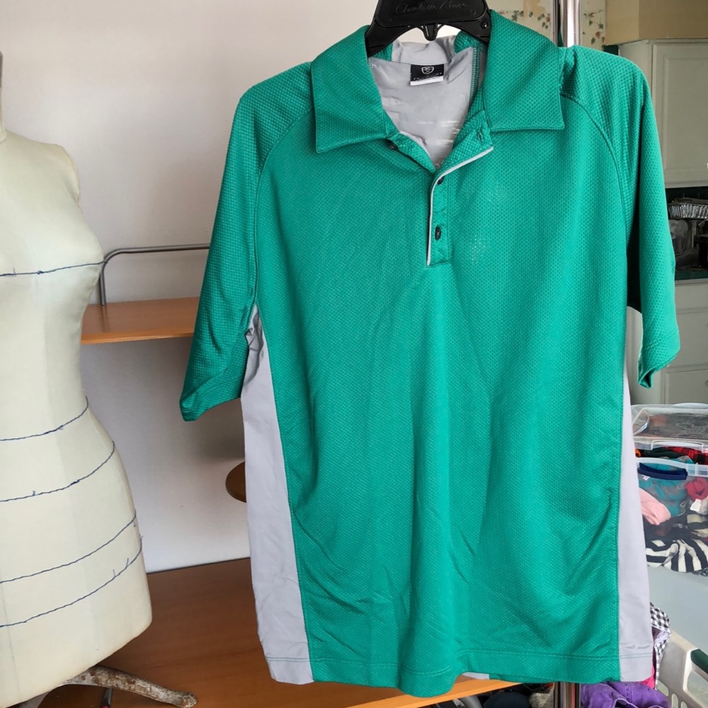 Mens Nike Polo Green and Gray 100% Polyester